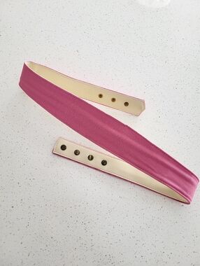 Dusty Rose Wide Waist Belt Pink Faux Leather Snap Retro Boho